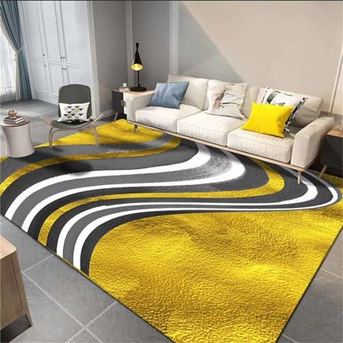 Teppich Straße Kinder Moderner, einfacher, geometrischer Mode-Kurzhaar-Villa-Dekorationsteppich Teppich Lang Gelb Korridorteppich Bettumrandung Teppich 80X140CM