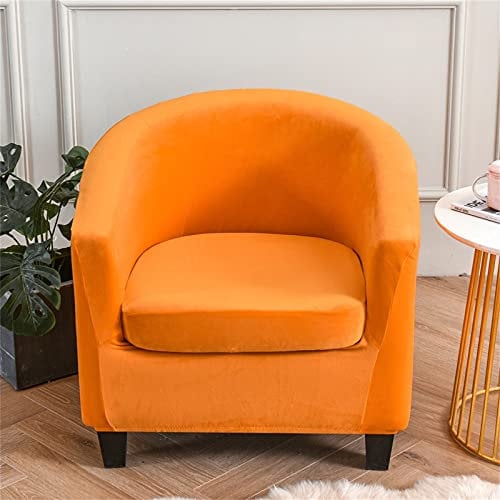 Morbuy Sesselbezug Stretch mit Armlehne, 2er Set Sessel Überzug Universal Sesselhussen Stretch Weich Sesselüberzug Elastisch Hussen für Clubsessel Cocktailsessel (Plüsch-Orange)