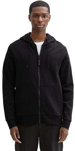 TOM TAILOR Herren Hoodie Sweatjacke mit Kängurutasche, 29999 - Black, S
