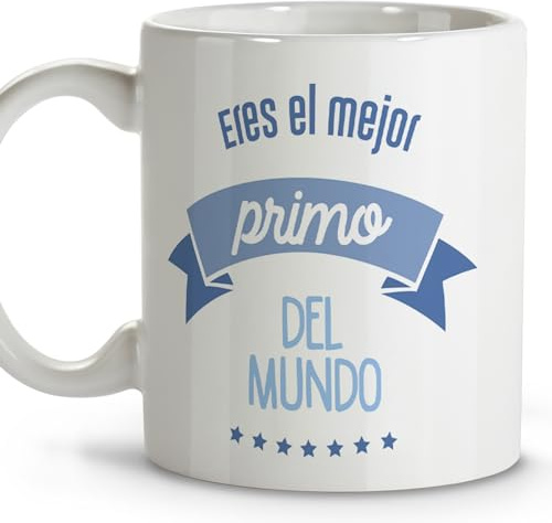 LolaPix Regalos cumpleaños hombre. Tazas originales para regalar. Taza mensaje. Regalos primos. Taza cerámica 330 ml.