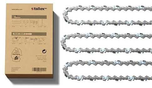 Barra profesional tallox y 3 cadenas para motosierra de 3/8 (1,1 mm, 52 eslabones) con barra de 35 cm, compatible con Oregon, Makita, Bosch.