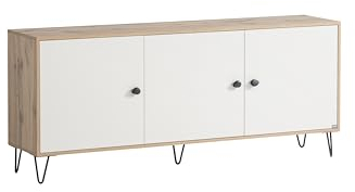 LOOKS by Wolfgang Joop Sideboard Organic, Eiche Landhaus Dekor/Cremebeige, 179,2 x 39 x 76,2 cm