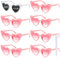 BOOMTOP 8 Paia Occhiali da Sole Cuore Occhiali Bianchi Rosi a Forma di Cuore per Donna Matrimonio Addio al Nubilato Festa