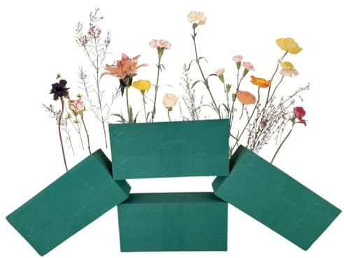 Homeland Florists 4x Floral Foam blocks, Standard Green Wet Flower Bricks for Fresh Flower Arrangements