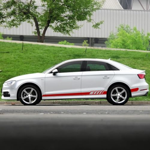 2 Stück Autotür-Seitenstreifen-Rock-Aufkleber, Karosserie-Vinyl-Aufkleber, für Audi A3 A4 A5 A6 A7 Q2 Q3 Q5 RS3 RS4 RS5 TT S5 S6 S7 Zubehör