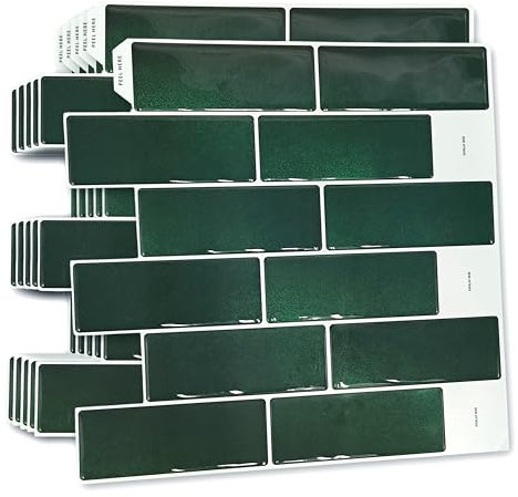 WALPLUS 3D Klebefliesen Küche Grün 30.5x30.5cm Fliesen Selbstklebend Fliesenfolie Küche Abnehmbare Fliesenaufkleber Bad Starke Haftung Klebe Fliesen Grüner Stein Küchenfliesen Überkleben 6 Stück