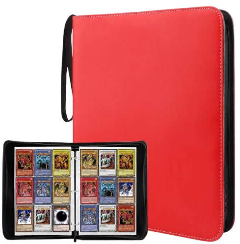 Raccoglitore Carte Pokémon (Rosso) - Album Pokemon - Progettato con 9 Celle su 50 Pagine - Può Contenere Fino a 900 - Adatto per Carte MTG, Gioco, Sportive, ecc