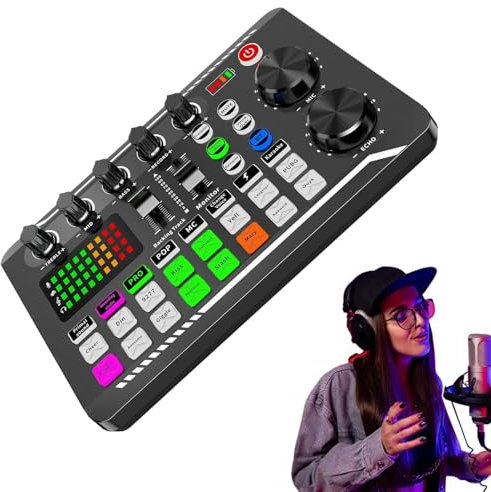 Live Sound Card, F998 Audio Mixer, DJ Mixer Effects, Music Making Equipment, Podcast Production Studio, Audio Mixer for Mobile Phones, Podcast Equipment for Computers, DJ Mixer for Tablets