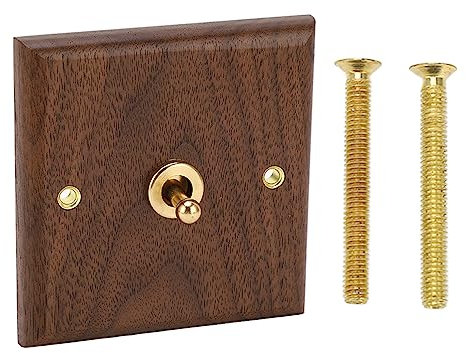 Interruttore a Levetta Singola, Pannello a Parete in Legno in Legno Vintage Pannello Dimmer a Legno Singolo con Vite in Ottone per Lampade a Pavimento Tortchiere, 50HZ 250 V