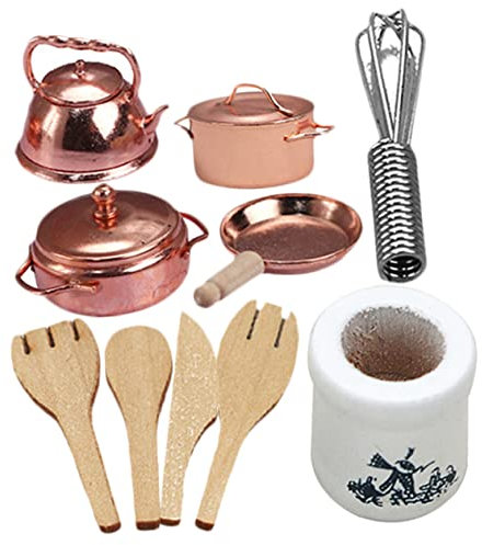 Toyvian De Cocina para Casa De Muñecas Mini Olla De Juguete Utensilios Decorativos De Cocina 1:12