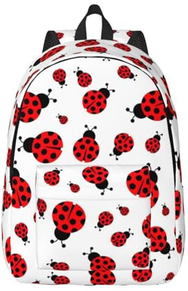 MDATT Ladybug Leichter Rucksack für die Schule, klassischer, lässiger Tagesrucksack für Reisen mit Flaschen-Seitentaschen, Schwarz , M
