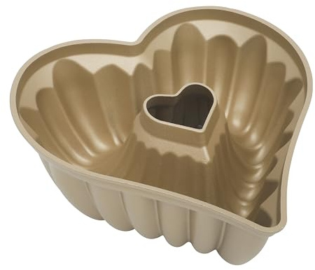 Martha Stewart Dunelle 10.75 Heart‑Shaped Cake Mold — Cast Aluminum Nonstick Fluted Cake Pan — Easy Release, Oven‑Safe to 450°F