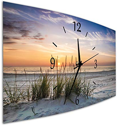 Bilder-Manufaktur BM Funk Quarz Wanduhr Funkwanduhr Funkwanduhren Funkuhr Funkuhren kein Ticken lautlos geräuschlos leise modern ohne Tickgeräusche groß XXL Wohnzimmer Küche Strand Meer Dünen 9648-1a