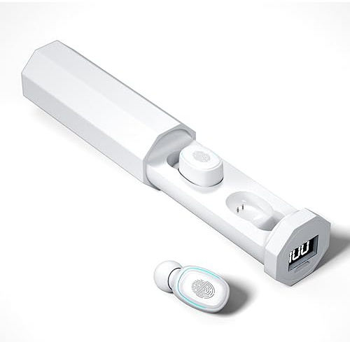 CHEOTIME Wireless Bluetooth 5.0 Earbuds, Stable Connection Active Noise Cancellation Handsfree Calling TWS Sports in Ear Earphones or Phone Tablet Sports Workout (White)