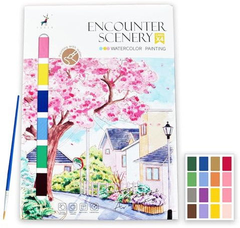 NANASUGUR Livre Peinture Aquarelle avec Pinceau Cahier D'exercices D'aquarelle pour Débutants Livres de Coloration Peinture Magique à l'Eau Kit de Peinture Aquarelle