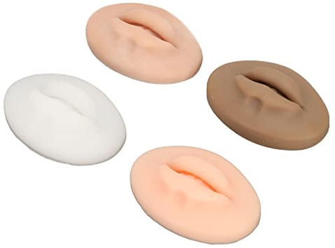 Generic Silikon-Lippenmodell, Flexible 3D-Lippen für die Tattoo-Praxis, Set mit 4 PC-Silikon-Mundmodellen in Hell-dunkelschwarzer, Durchscheinender Farbe für Anfänger Im Sticken