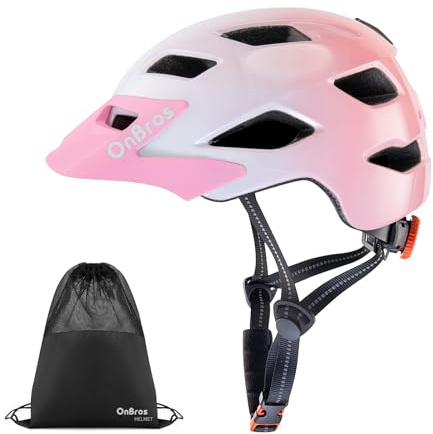 OnBros Kids Bike Helmet, Pink Gradient, Ages 5-8-11-14 Boys & Girls