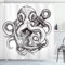 ABAKUHAUS Anker Duschvorhang, Octopus Tattoo Design, Stoffliches Gewebe Badezimmerdekorationsset mit Haken, 175 x 200 cm, Braun und weiß