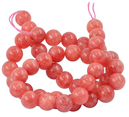 D DOLITY Perles d'Espacement Jade Blanc Naturel Perles Intercalaire pour Fabrication de Bijoux - Rose, 8mm