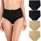wirarpa Bauchweg Unterwäsche Damen Bauch Weg Unterhosen Baumwolle Slips 4er Pack Schwarz Beige Größe L