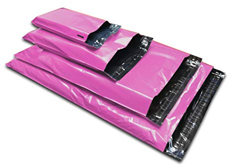 50 färgade blandade plastpostpåsar för post (rosa)