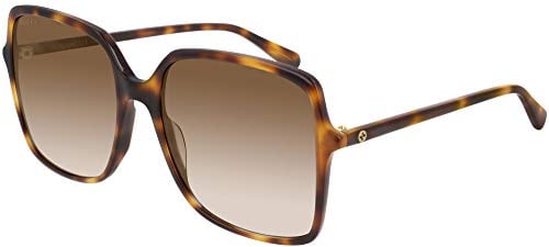 Gucci Unisex – Erwachsene GG0544S-002-57 Sonnenbrille, Havana/Brown Shaded, 57