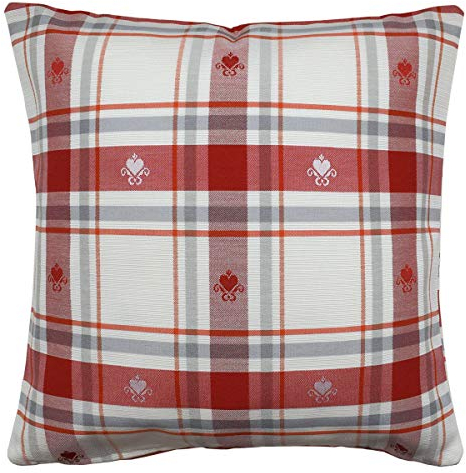 Kissenhülle Fanni Rot kariert mit Herzen 40 x 40 cm aus der Landhausserie Fanni für den gemütlich-rustikalen Landhaus-Stil