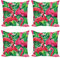 ABAKUHAUS Flamingo Dekokissen Kissenbezug 4er Pack, Retro exotische Blätter, Modern Accent Doppelseitiger Digitaldruck, 60 x 60 cm, Grün Rosa