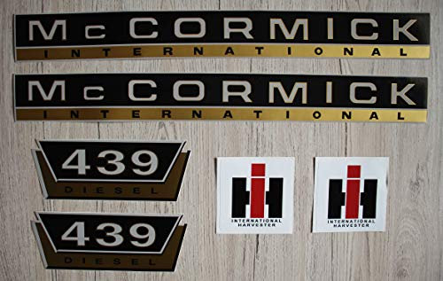 IHC MC CORMICK Aufkleber 439 Gold Traktor Emblem Sticker Label Set