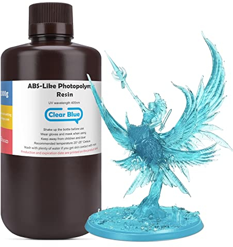 ELEGOO 405nm ABS-Like Resin, LCD UV Rapid Resin für LCD/DLP 3D Drucker Photopolymer 1000g Wasserblau