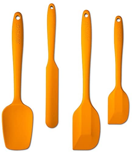 4 Piece Silicone Spatula Set, Flexible Heat Resistant Non-scratch Baking Cooking Rubber Spatulas with Stainless Steel Core, Orange