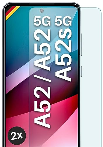 moex Schutzfolie für Samsung Galaxy A52 / A52s 5G Glas 9H Härte, gehärtetes Schutzglas, Panzer Schutz Glas Displayschutz Folie, kompatibel mit jeder Handy Hülle, ShockProtect 2 Stück
