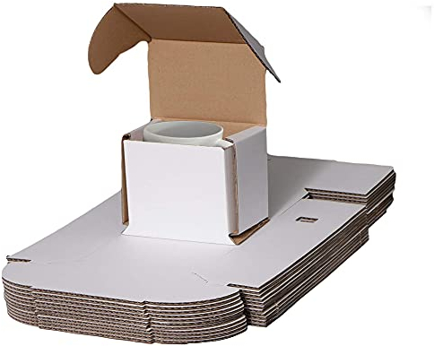 RelianceUK 100 x Smash Proof Mug Boxes Packaging 10oz 11oz Coffee Mug Shipping Boxes Gift Box Mailing Double Wall White Cardboard Boxes Postal Box - 11.5 x 8 x 10cm