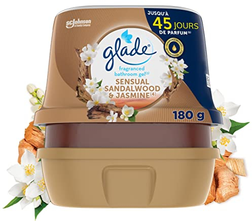 Glade Gel Premium - Désodorisant infusé aux Huiles Essentielles pour Toilette Et Salle de Bain - Sensual Sandalwood & Jasmine - 45 Jours de Parfum