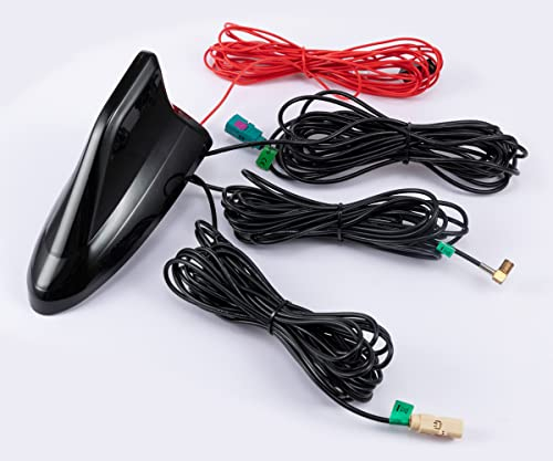 Vecys Shark Fin Antenna DAB DAB + Car Digital Radio GPS Navigation System FM/AM Car Stereo Radio Combined Amplified Antenna for Car Roof SMB Fakra Z Fakra B Adapter RG174 Cable 5M