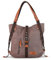 SHANGRI-LA Canvas-Tragetasche, Handtasche, lässige Geldbörse, Schultertasche für Damen, wandelbarer Rucksack, Kaffee 2, Medium, Strapazierfähig