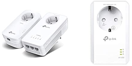 TP-Link WLAN Powerline Adapter Set TL-WPA8631P KIT, weiß & TL-PA7017 P AV1000 Gigabit Powerline Adapter mit Steckdose (1x Gigabit Port, Plug und Play, energiesparend) weiß