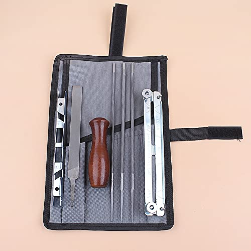 Luxuypon 7 Stück/Set Kettensägen-Ketten-Schärffeilen-Set, 4 mm, 4,8 mm, 5,5 mm, Feilen, passend für Stihl 3/8 Zoll 0,325 cm, 0,40 Zoll Kettenfeilen Holzhalter-Set