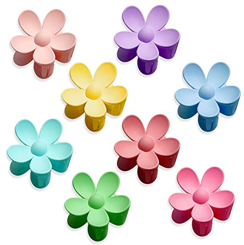 HENGBIRD 8 Stück Haarklammern Blumen-Haarspangen Gelb Blau Grün Pink Lila Rosarot Hellblau Orange Bunt Haarklammern Groß Haarspangen Damen Bunt Haarklammern Haarspange Dünnes Haar Clips für Mädchen
