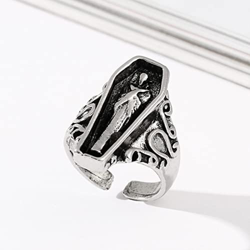 Star.W Vintage Vampir Ringe für Männer Frauen Persönlichkeit männlich Punk Rock Rap Ring Zubehör Herren Biker verstellbar Gothic Schmuck