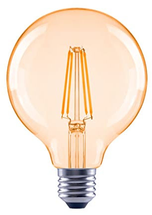 Xavax LED-Filament E27, 680lm ersetzt 52W, Globelampe, G95, amber, warmweiß