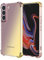 WILLIS Funda para Samsung Galaxy S22 5G, Carcasa Protectora de Color Degradado Transparente, 6.1 Case para Teléfono Anticaída y Antiarañazos Oro Negro