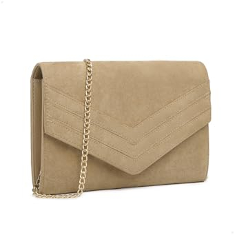 Miss Lulu Clutch Damen, Elegante Envelope Pochette, Vegan Wildleder Handtasche Klein Clutch Umschlag Crossbody Schultertasche Tasche Abendtasche