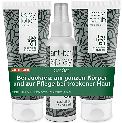 3er–Paket bei Juckreiz am ganzen Körper | Beruhigende Produkte bei gereizter Haut | Pflege bei trockener Haut, Ausschlag und anderen Irritationen | Seife 200 ml, Creme 200 ml und Spray 100 ml