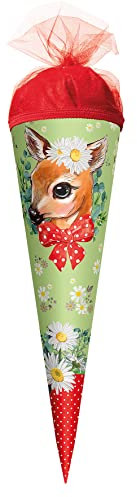 Gefüllte Motiv-Schultüte Reh 35cm rund Tüllverschluss