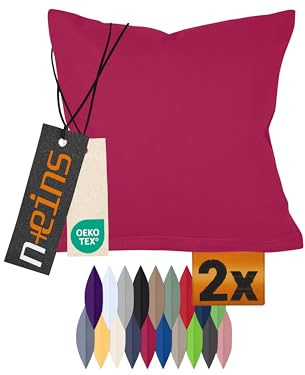 npluseins Doppelpack Baumwoll-Kissenbezüge - Moderne Wohndekoration in schlichtem Design 317.361, 30 x 50 cm, Bordeaux