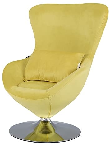 Mingone Sessel Klein Loungesessel Modern Design Einzelsofa Samt Clubsessel Cocktailsessel Polstersessel mit Rücklehne Kissen für Wohnzimmer Schlafzimmer,Gelb