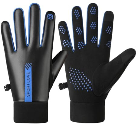 Long Keeper Lederhandschuhe Herren Winter - Warm Touchscreen Handschuhe Leder Gefüttert Anti Rutsch Outdoor Handschuhe Sport Fahren Winterhandschuhe, One Size