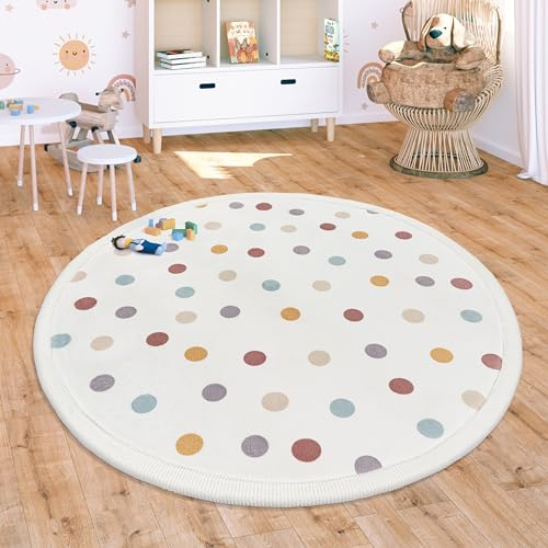 Paco Home Teppich Kinderzimmer Baby Krabbeldecke Krabbelmatte Spielmatte Waschbar rutschfest Regenbogen Planet Sonne Tiere Weich, Grösse:160 cm Rund, Farbe:Bunt