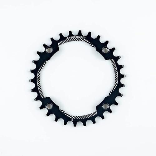 Plato,Plato de Bicicleta, Plato 104BCD 30T Redondo MTB Bicicleta de montaña Rueda de Cadena Placa de Dientes Ultraligera 104 Bcd Piñón BCD104 Estrecho (Color: Rojo 30T) (Color : Black 30t)